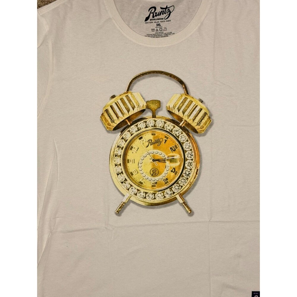 Runtz Worldwide "Time Is Money" T-Shirt 3XL NWT Gold Diamond Clock Streetwear - Picture 2 of 5